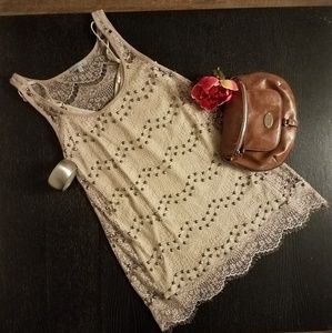 Tan Lace Top